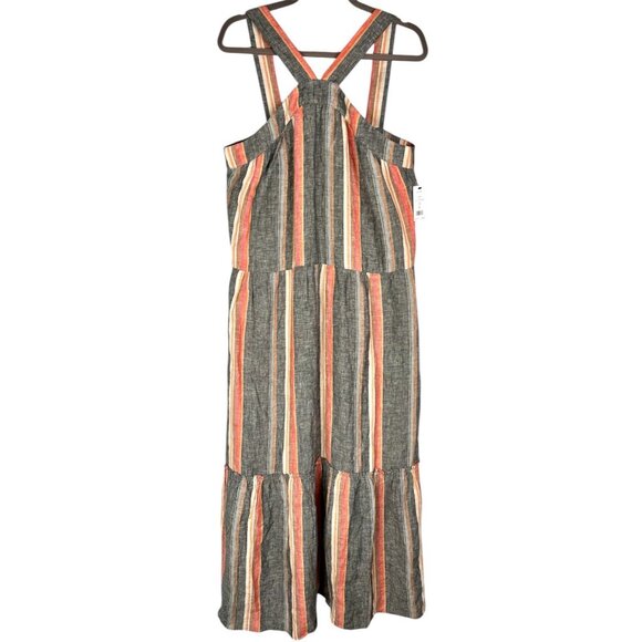 JOIE Women's Gray Multicolor Stripe Linen Sleeveless Halter Neck Rosabel Dress - Picture 1 of 6